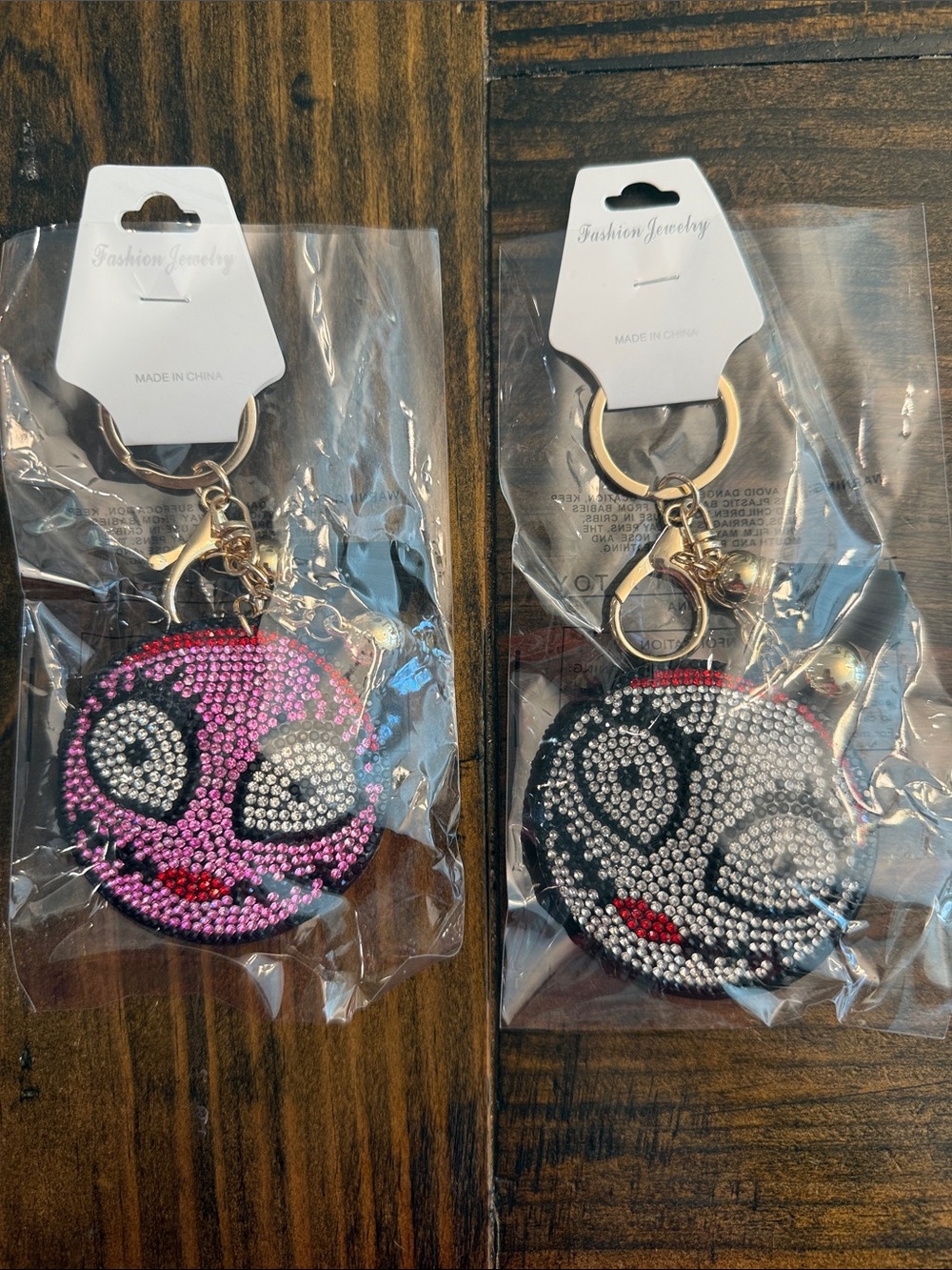 Fashion Jewelry Rhinestone Corpse Bride-Themed Keychain: Pink & Silver Available